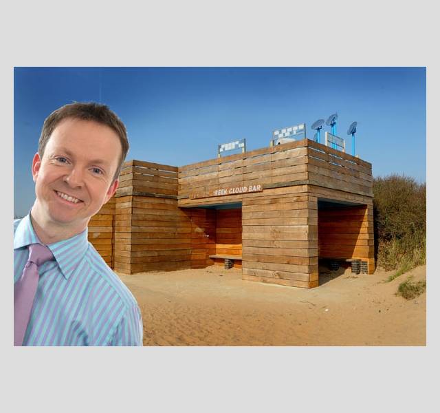 cloud-bar Paul Hudson (inset) and the Cloud Bar at Anderby Creek. (inset photo courtesy of the BBC)